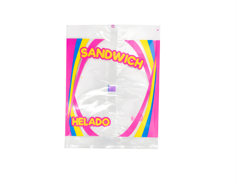 BOLSA CELOFAN PARA SANDWICH DE HELADO ARCOIRIS CON TRANSPARENCIA (8 CIENTOS)